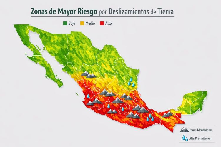 mapa zonas riesgo deslizamiento mexico
